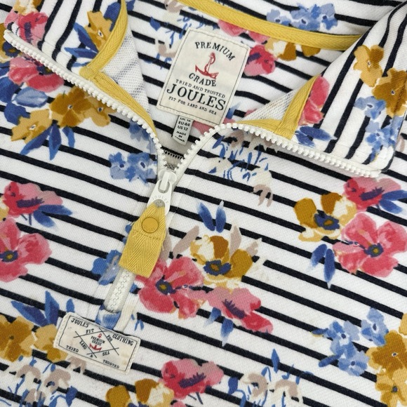 Joules Tops - Joules Women's US 12 1/4 Zip Pullover Floral Stripe Sweatshirt Casual Coastal